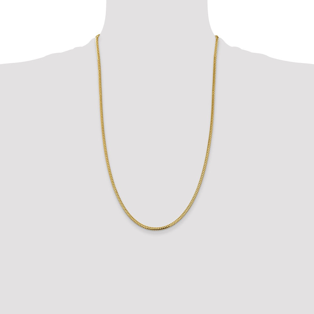 14K Yellow Gold 26 Inch 2.3mm Franco With Lobster Clasp Chain Necklace
