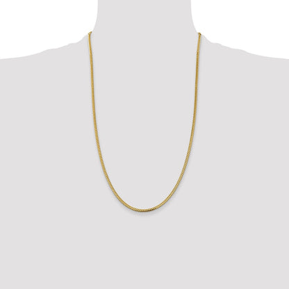14K Yellow Gold 26 Inch 2.3mm Franco With Lobster Clasp Chain Necklace