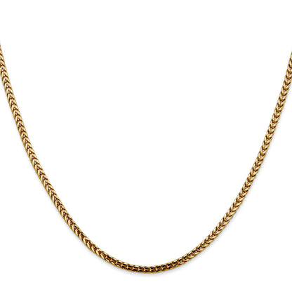 14K Yellow Gold 24 Inch 2.5mm Franco With Lobster Clasp Chain Necklace