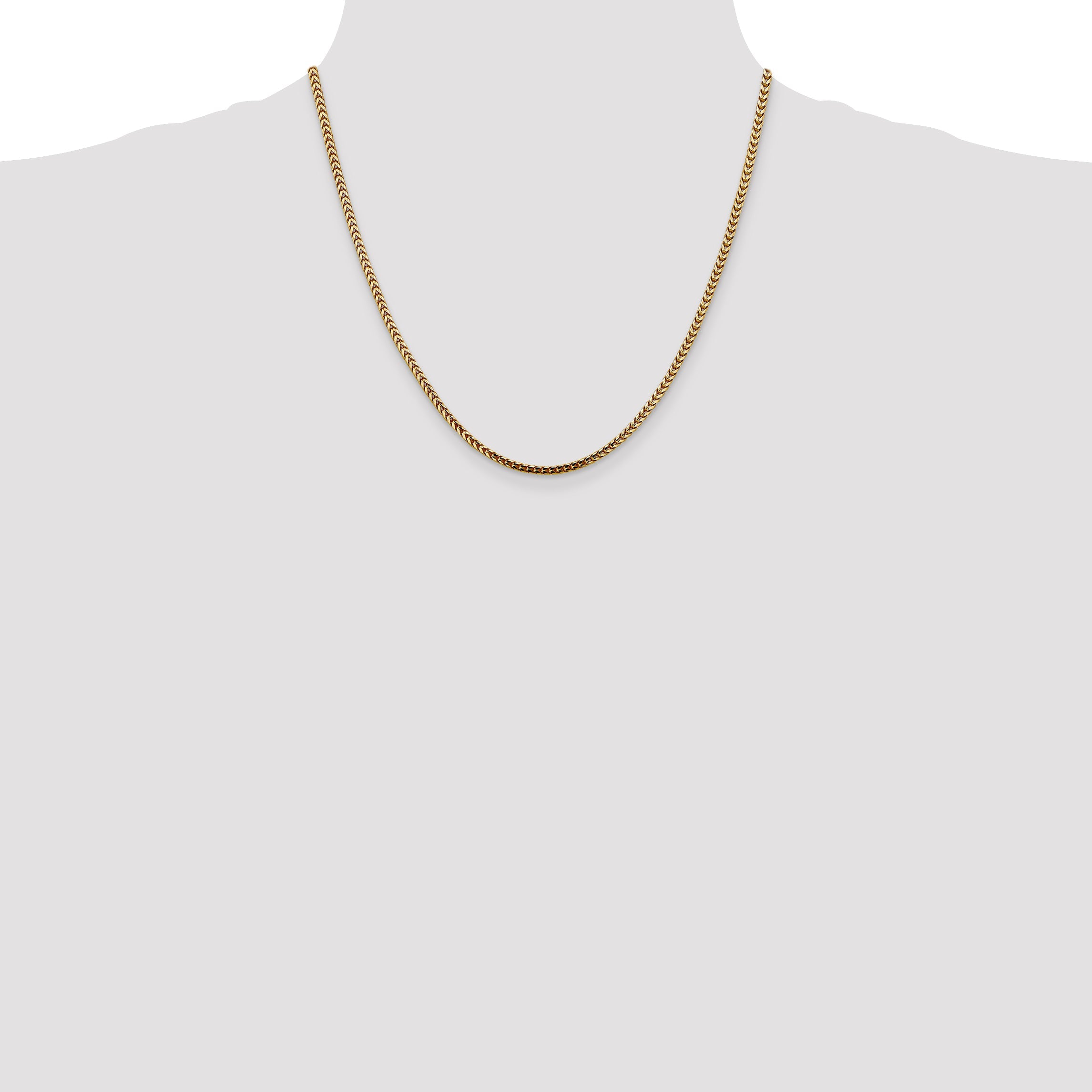 14K Yellow Gold 20 Inch 2.5mm Franco With Lobster Clasp Chain Necklace