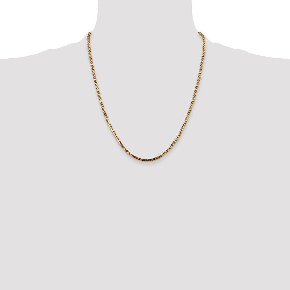 14K Yellow Gold 22 Inch 2.5mm Franco With Lobster Clasp Chain Necklace