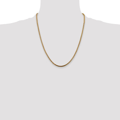 14K Yellow Gold 22 Inch 2.5mm Franco With Lobster Clasp Chain Necklace