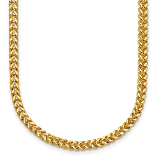 14K Yellow Gold 22 Inch 2.5mm Franco With Lobster Clasp Chain Necklace