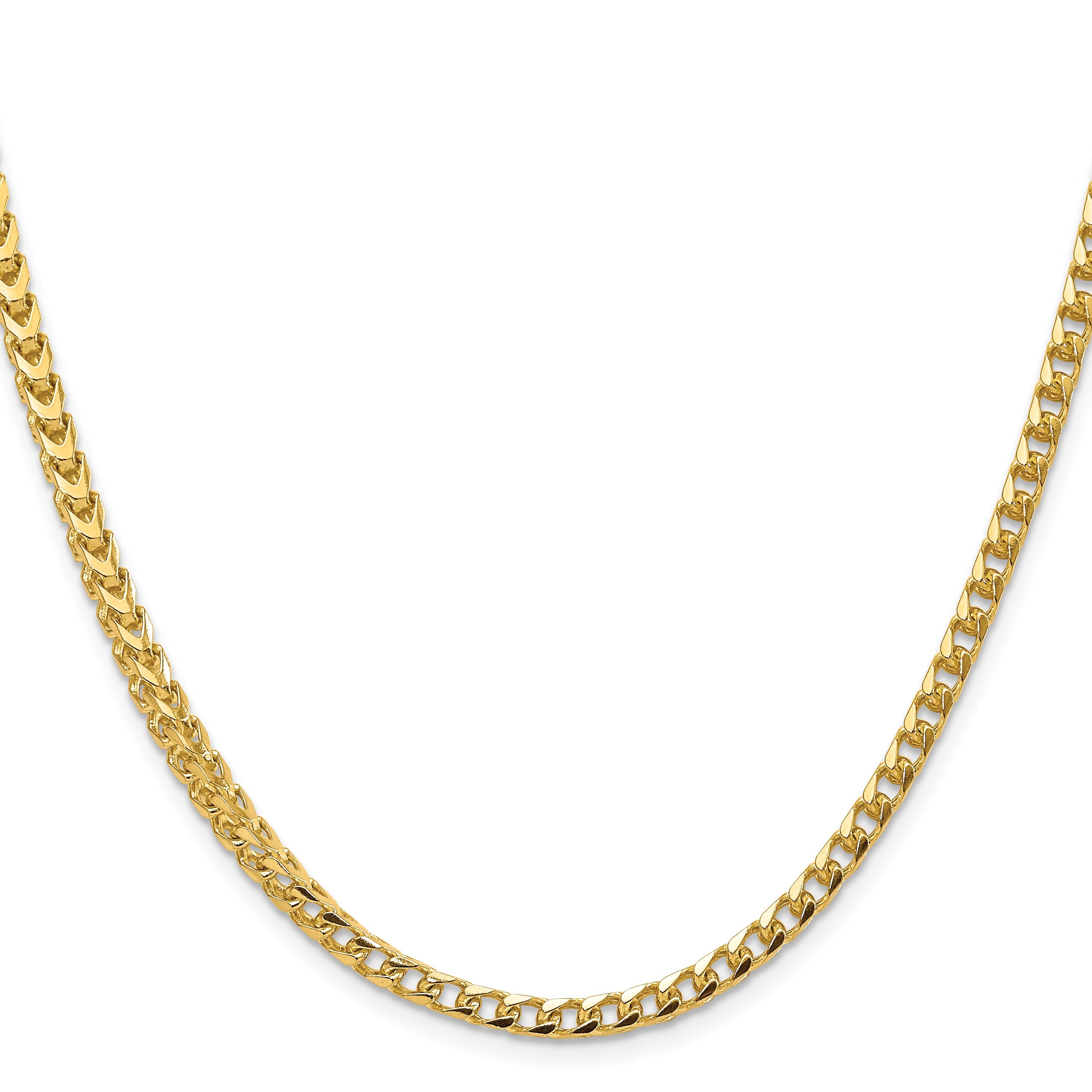 14K Yellow Gold 24 Inch 3.7mm Franco With Fancy Lobster Clasp Chain Necklace