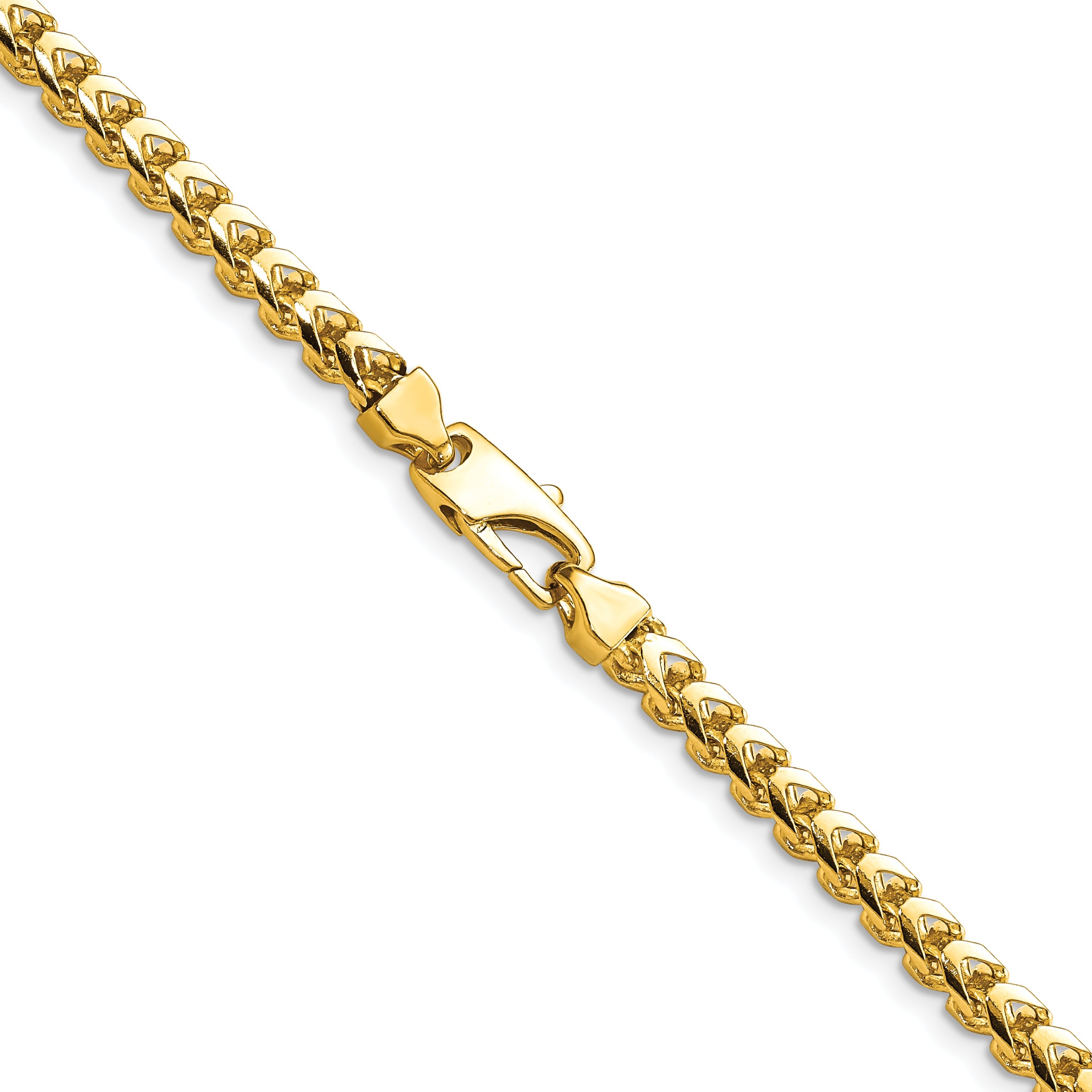 14K Yellow Gold 18 Inch 3.7mm Franco With Fancy Lobster Clasp Chain Necklace