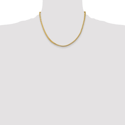14K Yellow Gold 18 Inch 3.7mm Franco With Fancy Lobster Clasp Chain Necklace