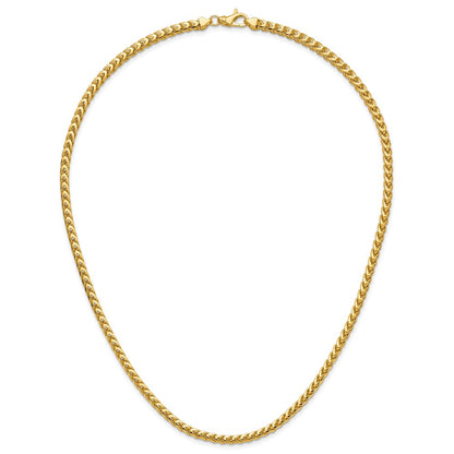 14K Yellow Gold 20 Inch 3.7mm Franco With Fancy Lobster Clasp Chain Necklace