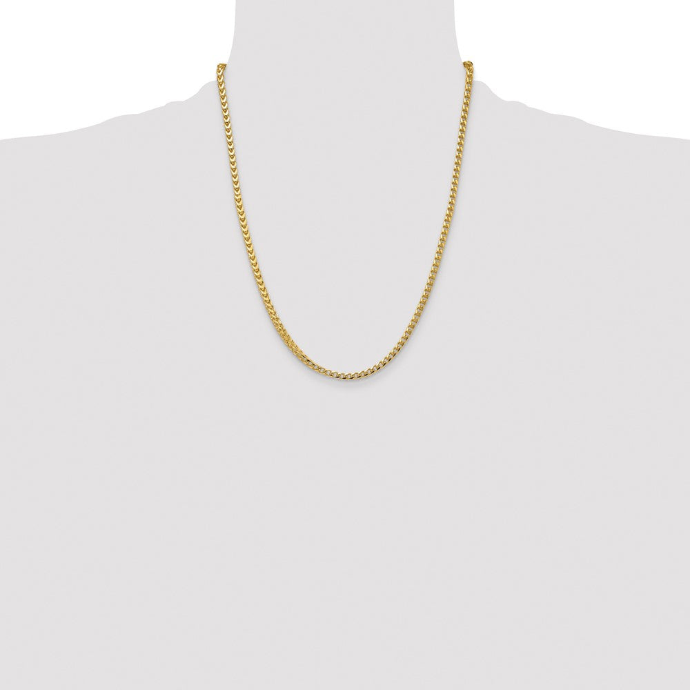 14K Yellow Gold 22 Inch 3.7mm Franco With Fancy Lobster Clasp Chain Necklace