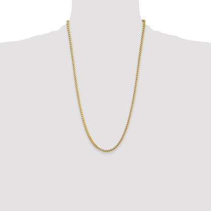 14K Yellow Gold 26 Inch 3.7mm Franco With Fancy Lobster Clasp Chain Necklace