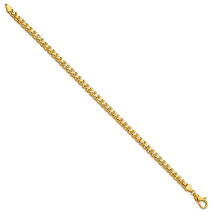14K Yellow Gold 9 Inch 3.7mm Franco With Fancy Lobster Clasp Chain Bracelet