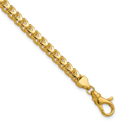 14K Yellow Gold 9 Inch 3.7mm Franco With Fancy Lobster Clasp Chain Bracelet