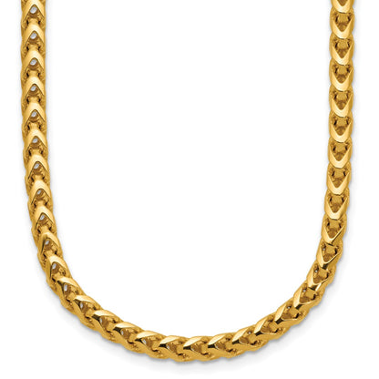 14K Yellow Gold 22 Inch 3.7mm Franco With Fancy Lobster Clasp Chain Necklace