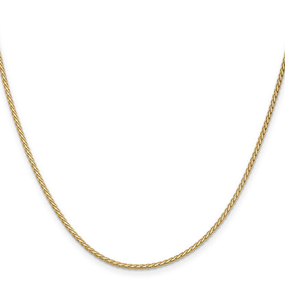 14K Yellow Gold 16 Inch 1.9mm Flat Wheat With Lobster Clasp Chain Necklace