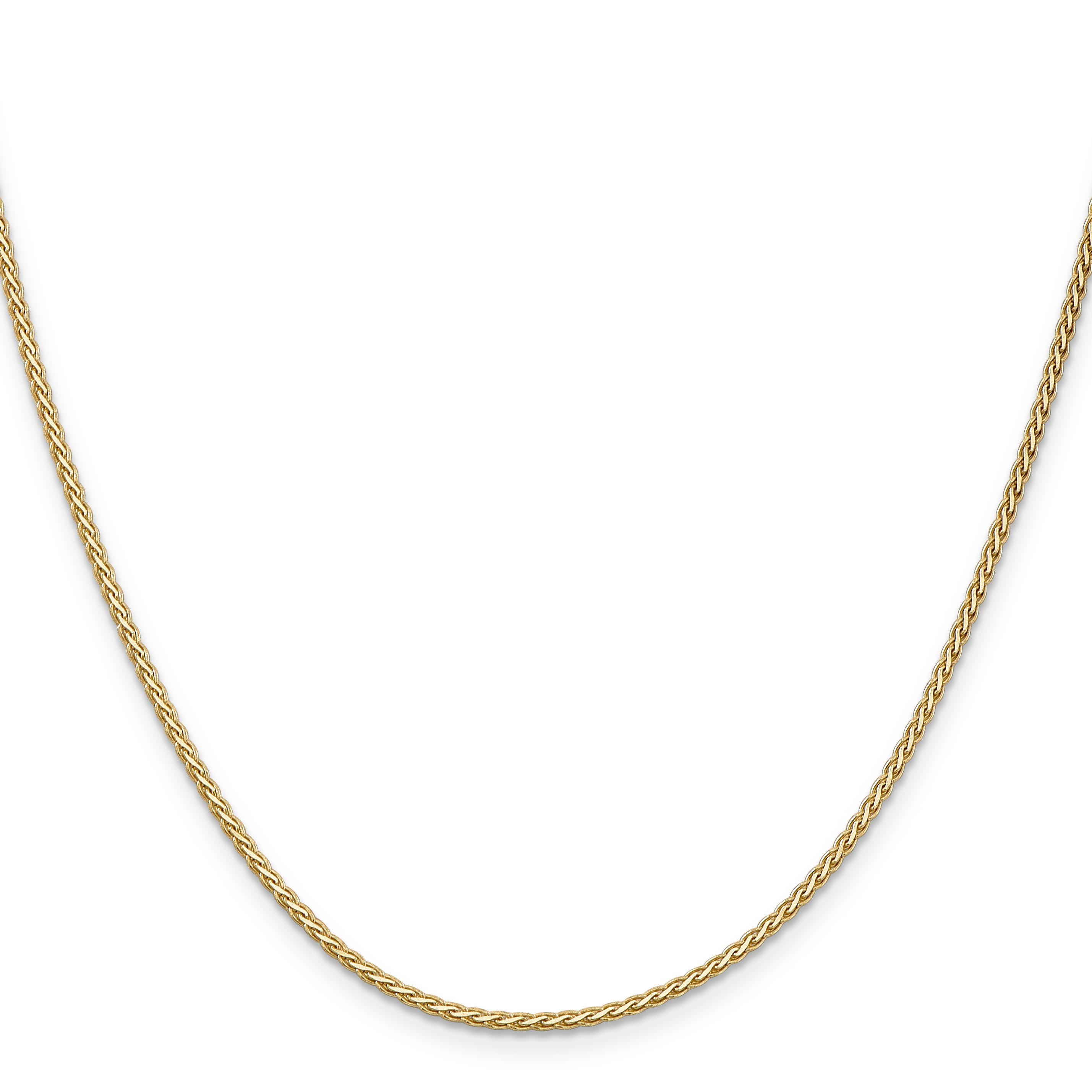 14K Yellow Gold 20 Inch 1.9mm Flat Wheat With Lobster Clasp Chain Necklace
