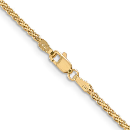 14K Yellow Gold 20 Inch 1.9mm Flat Wheat With Lobster Clasp Chain Necklace