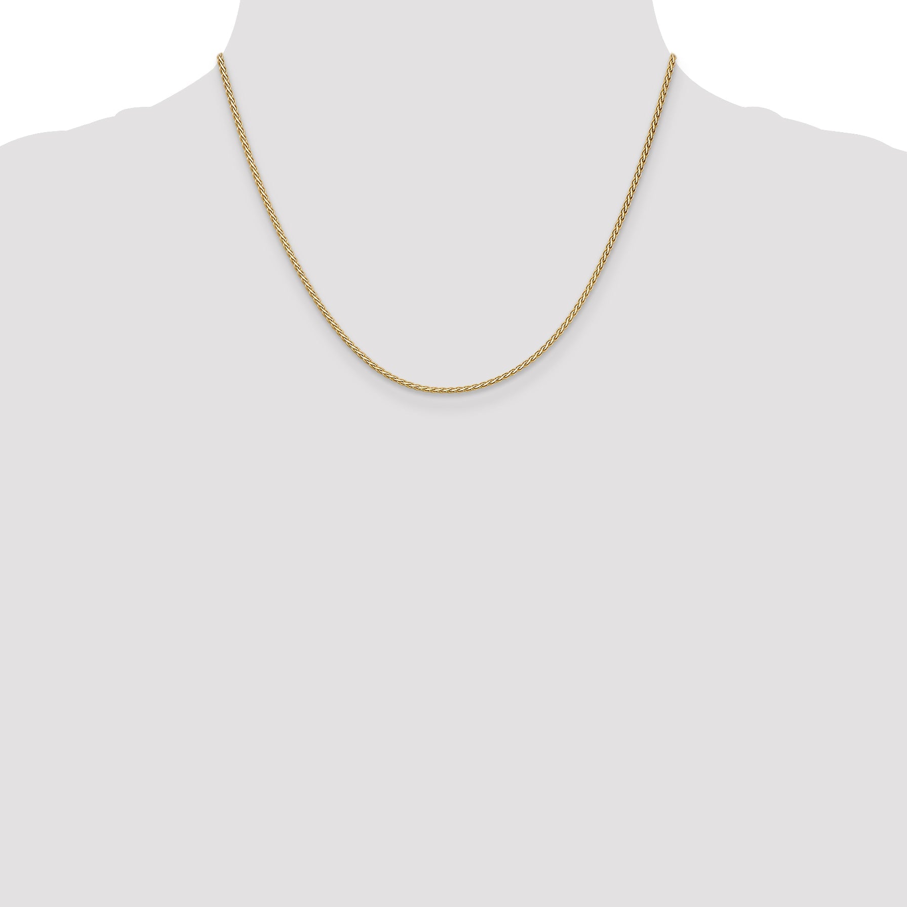 14K Yellow Gold 18 Inch 1.9mm Flat Wheat With Lobster Clasp Chain Necklace