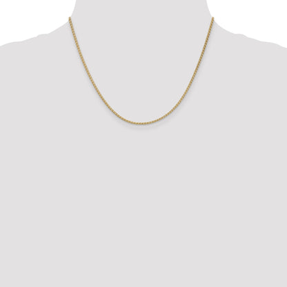 14K Yellow Gold 18 Inch 1.9mm Flat Wheat With Lobster Clasp Chain Necklace
