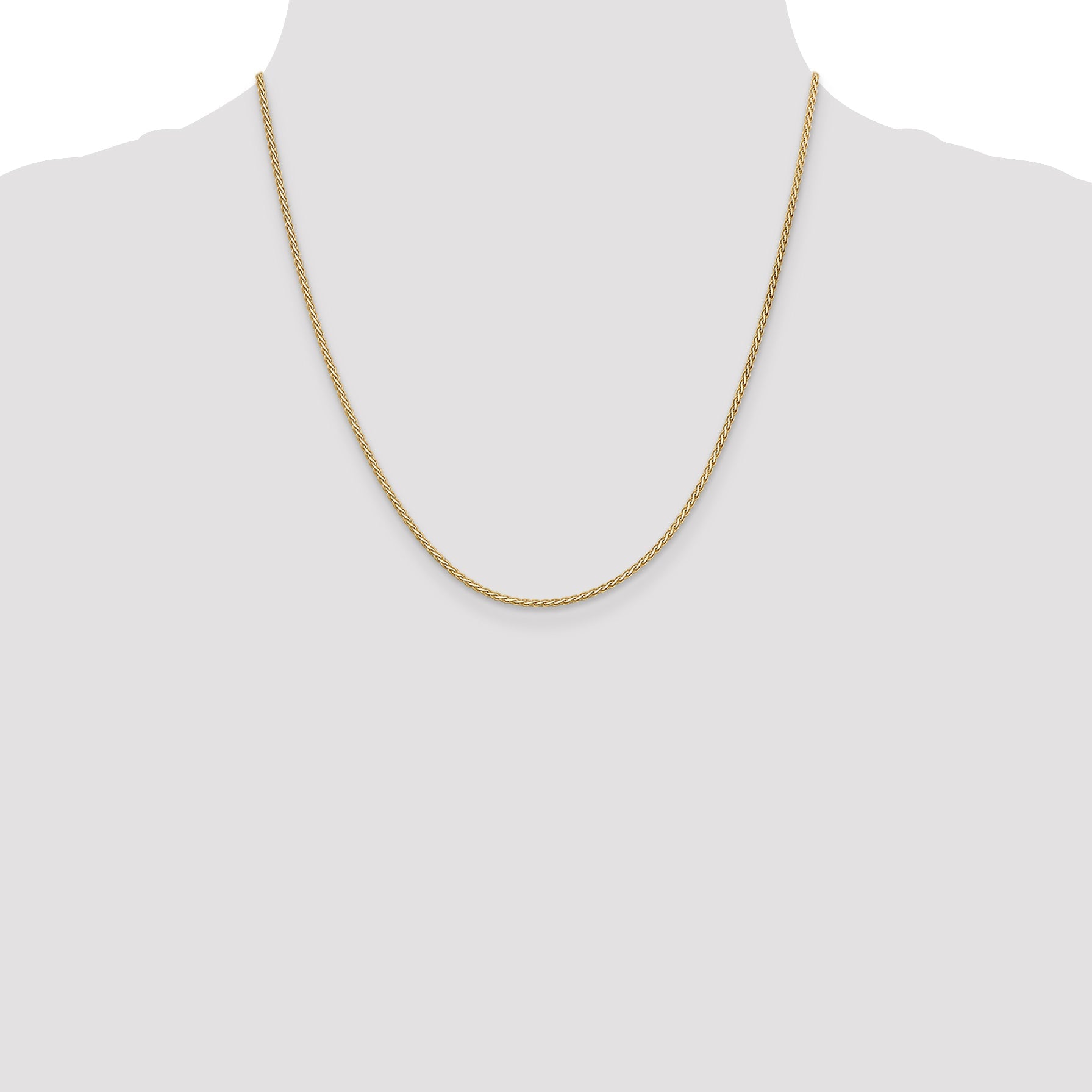 14K Yellow Gold 20 Inch 1.9mm Flat Wheat With Lobster Clasp Chain Necklace