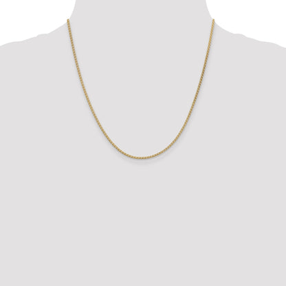 14K Yellow Gold 20 Inch 1.9mm Flat Wheat With Lobster Clasp Chain Necklace