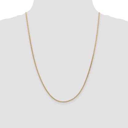 14K Yellow Gold 24 Inch 1.9mm Flat Wheat With Lobster Clasp Chain Necklace