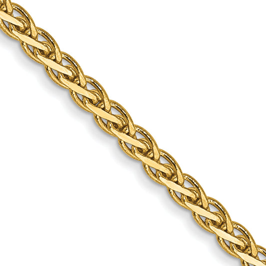 14K Yellow Gold 18 Inch 1.9mm Flat Wheat With Lobster Clasp Chain Necklace