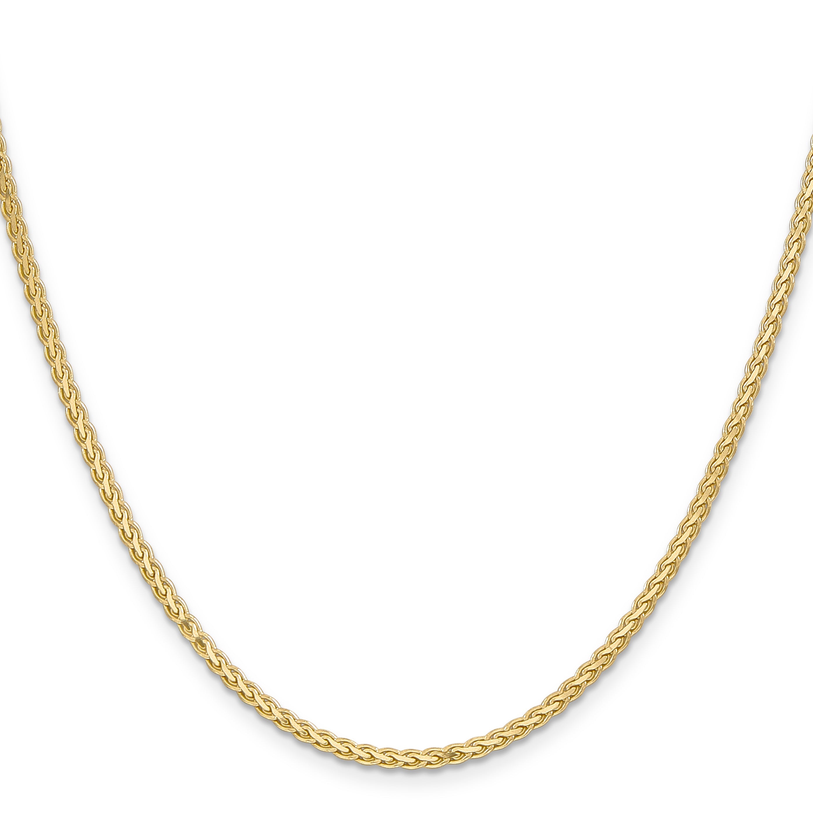 14K Yellow Gold 16 Inch 2.4mm Flat Wheat With Lobster Clasp Chain Necklace