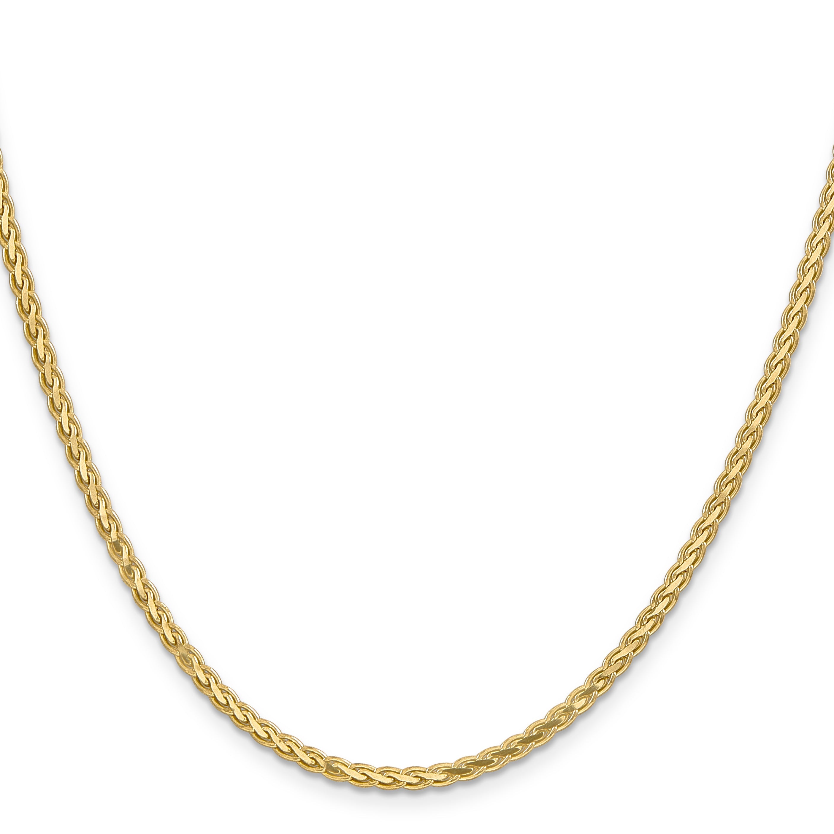 14K Yellow Gold 24 Inch 2.8mm Flat Wheat With Lobster Clasp Chain Necklace