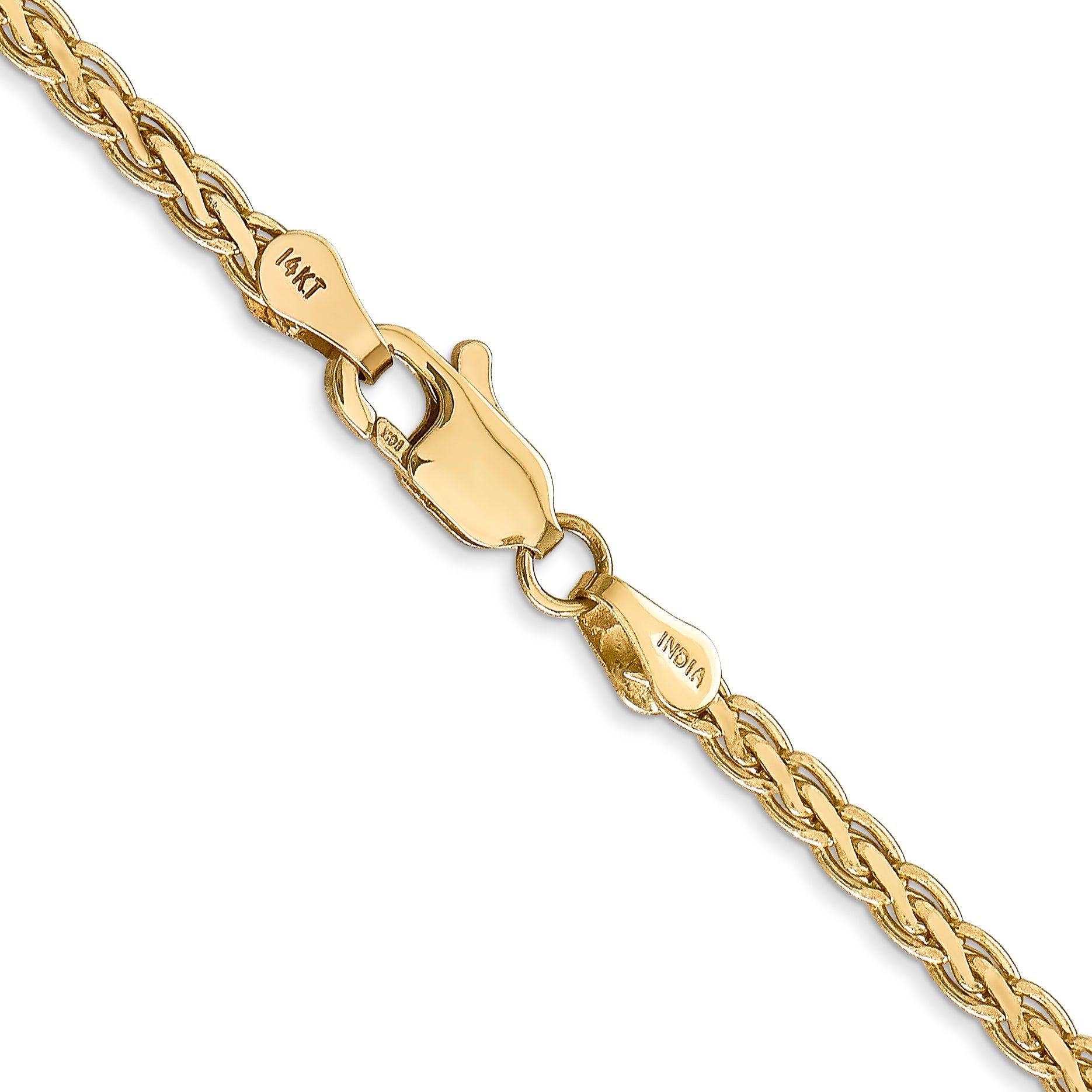 14K Yellow Gold 16 Inch 2.8mm Flat Wheat With Lobster Clasp Chain Necklace