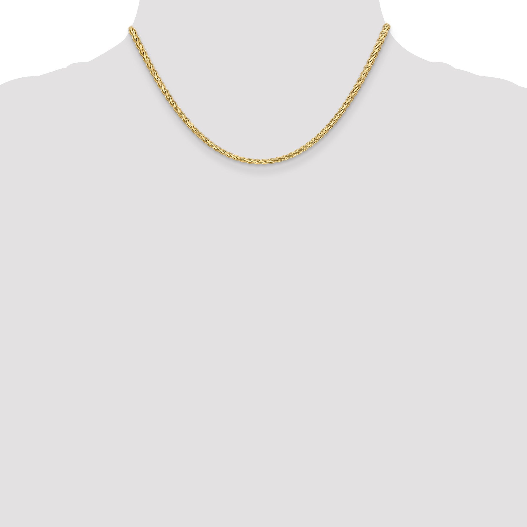 14K Yellow Gold 16 Inch 2.8mm Flat Wheat With Lobster Clasp Chain Necklace