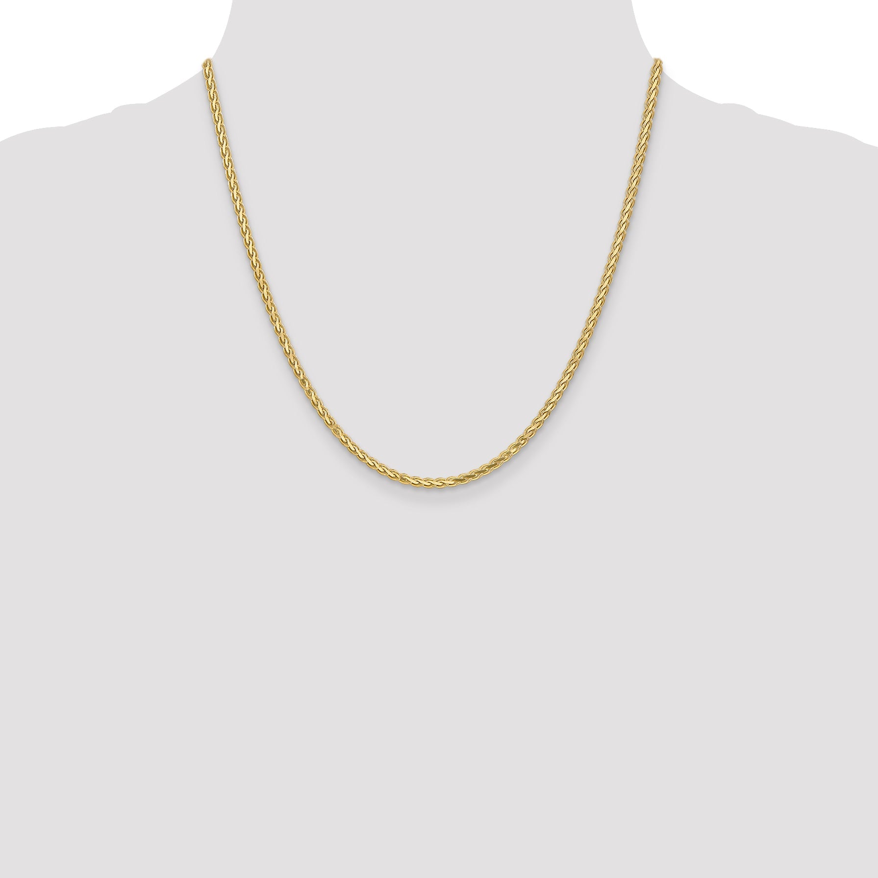14K Yellow Gold 20 Inch 2.8mm Flat Wheat With Lobster Clasp Chain Necklace