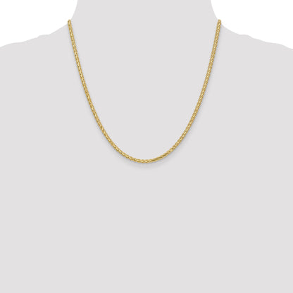 14K Yellow Gold 20 Inch 2.8mm Flat Wheat With Lobster Clasp Chain Necklace