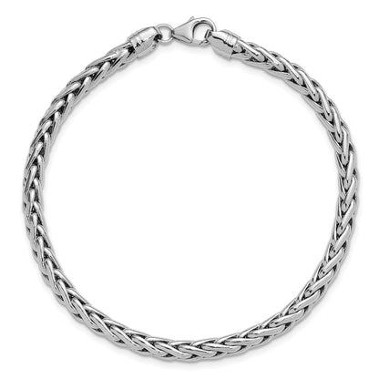 8.25 Inch 14K White Polished 8.25In Wheat Chain Bracelet