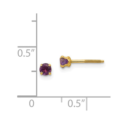 14K Yellow Gold Madi K 3mm Amethyst Earrings