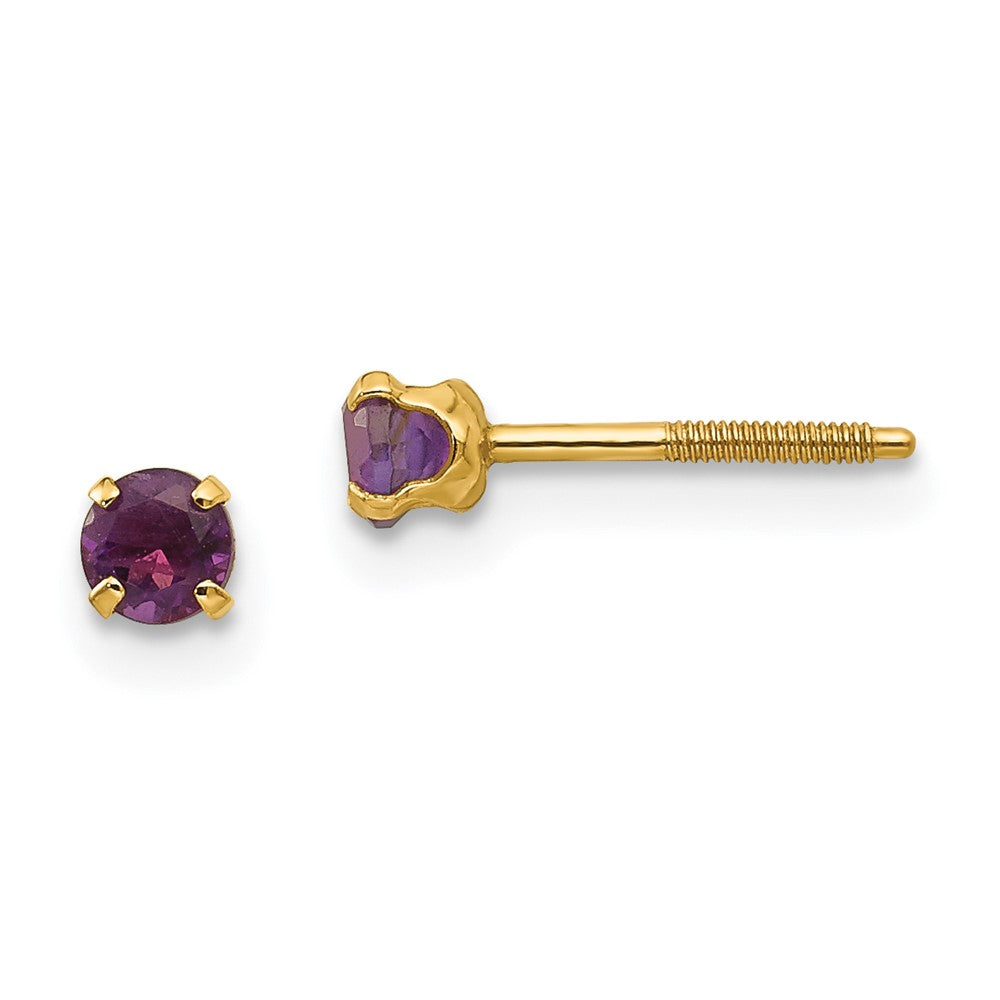 14K Yellow Gold Madi K 3mm Amethyst Earrings
