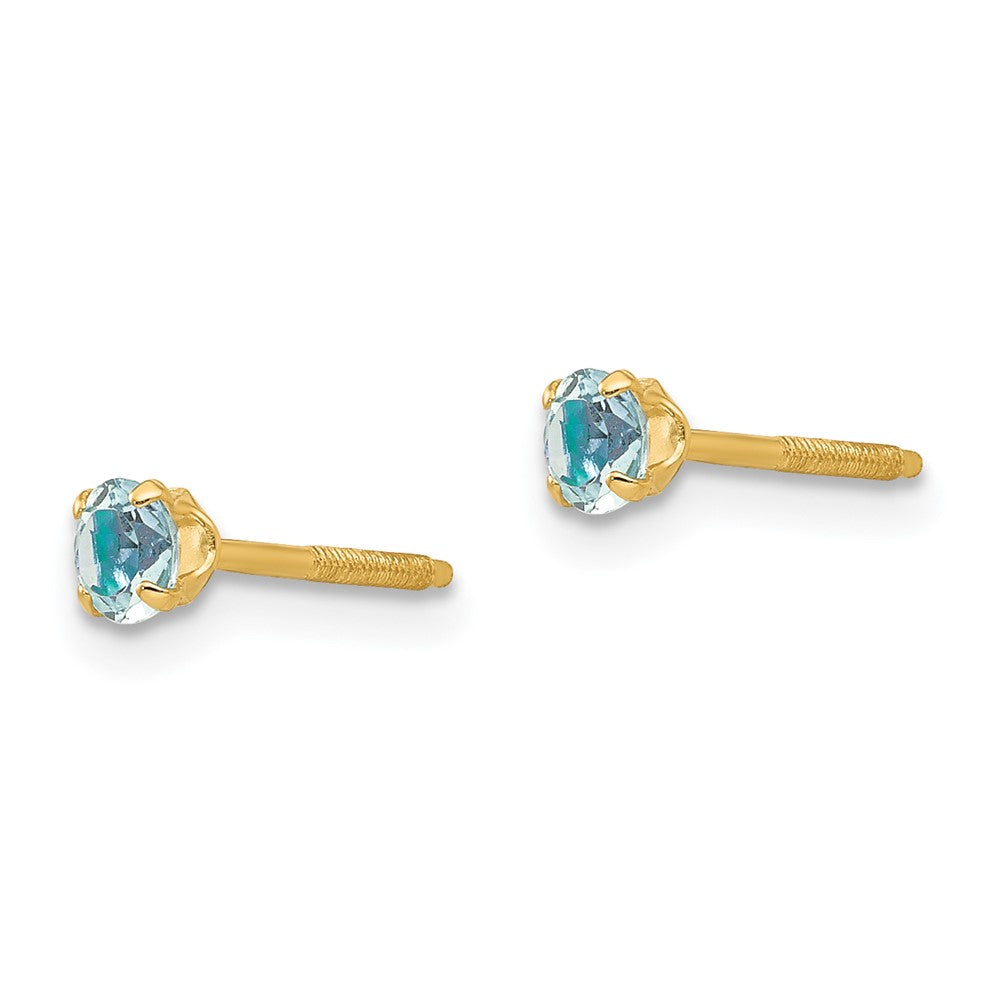 14K Yellow Gold Madi K 3mm Aquamarine Earrings