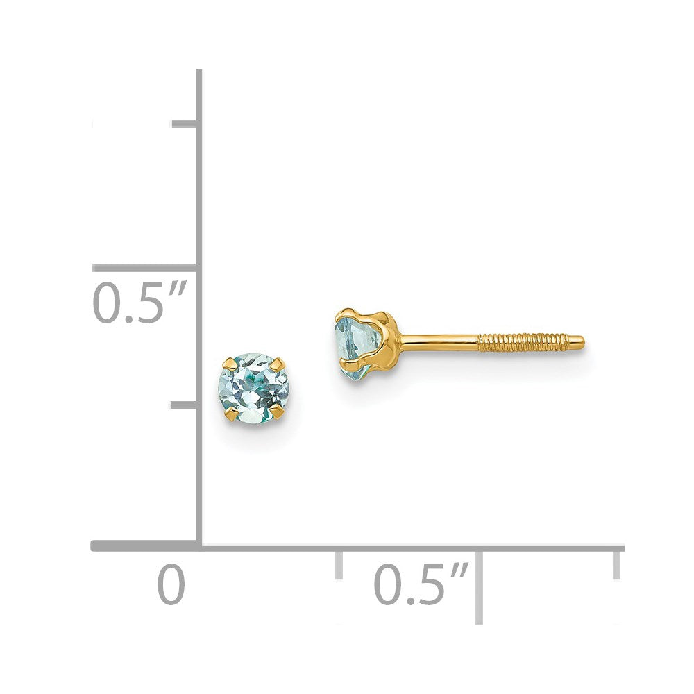 14K Yellow Gold Madi K 3mm Aquamarine Earrings