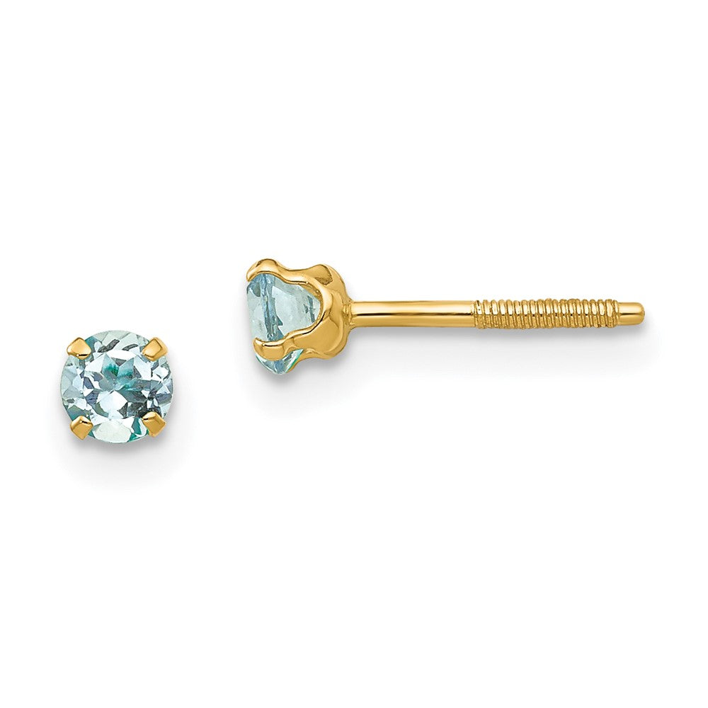 14K Yellow Gold Madi K 3mm Aquamarine Earrings