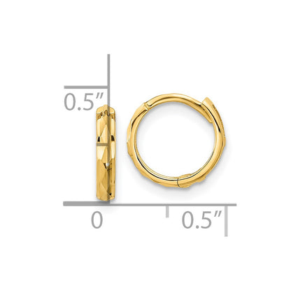 14K Yellow Gold Madi K Hinged Diamond Cut Hoop Earrings