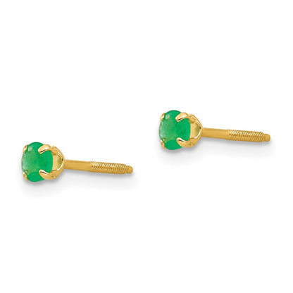 14K Yellow Gold Madi K 3mm Emerald Earrings