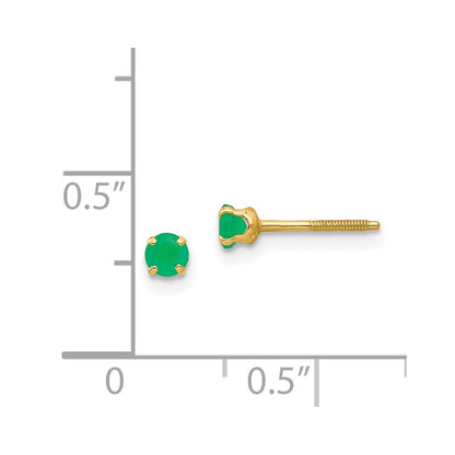 14K Yellow Gold Madi K 3mm Emerald Earrings
