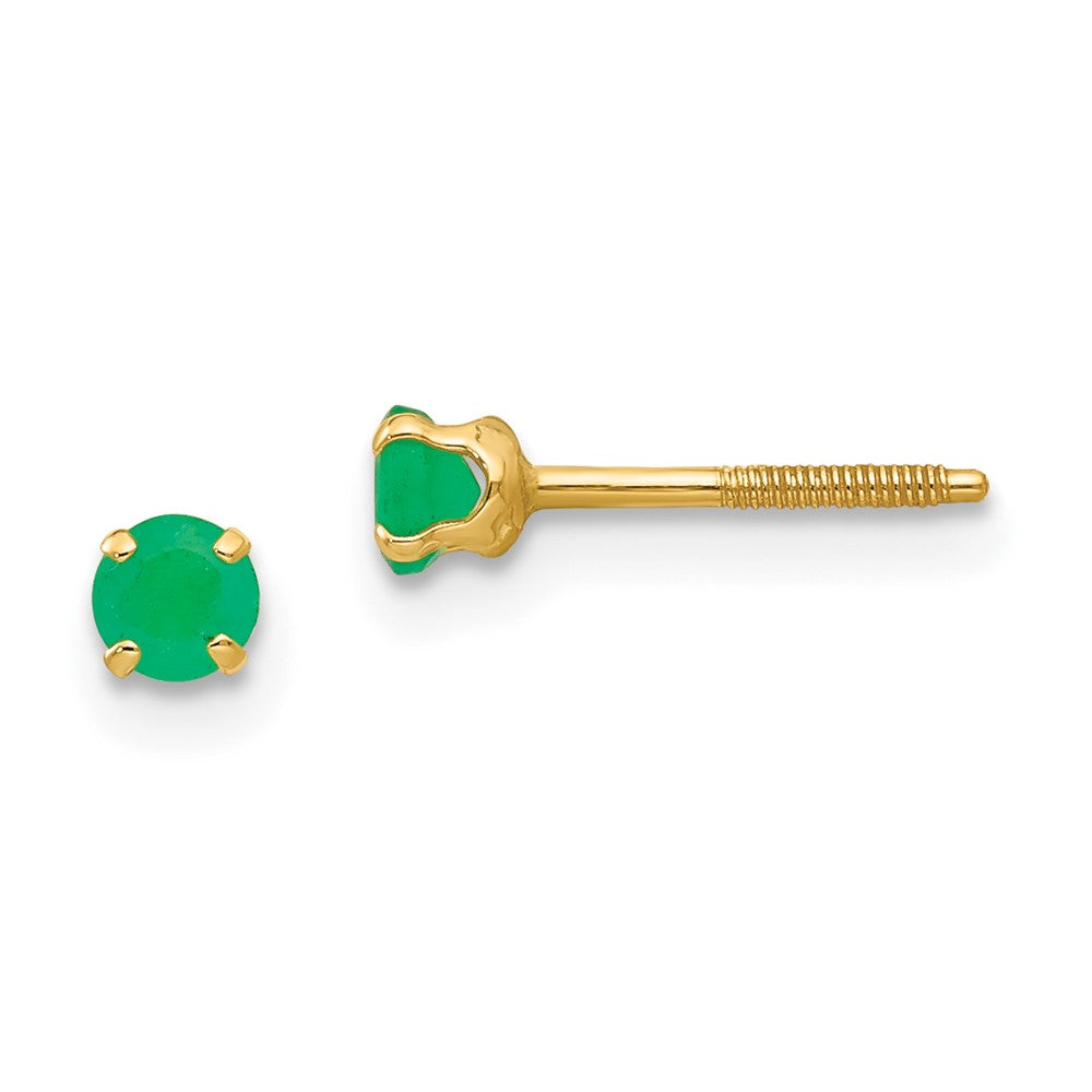 14K Yellow Gold Madi K 3mm Emerald Earrings