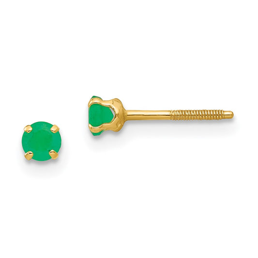 14K Yellow Gold Madi K 3mm Emerald Earrings