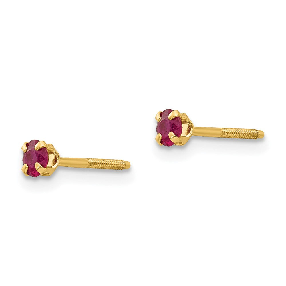 14K Yellow Gold Madi K 3mm Ruby Earrings