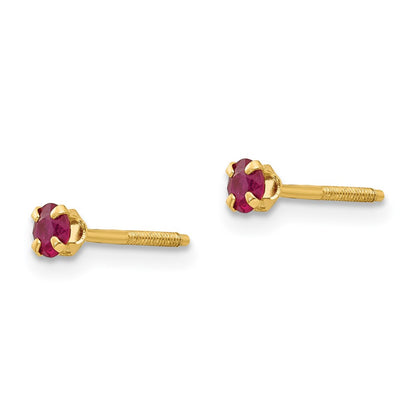 14K Yellow Gold Madi K 3mm Ruby Earrings