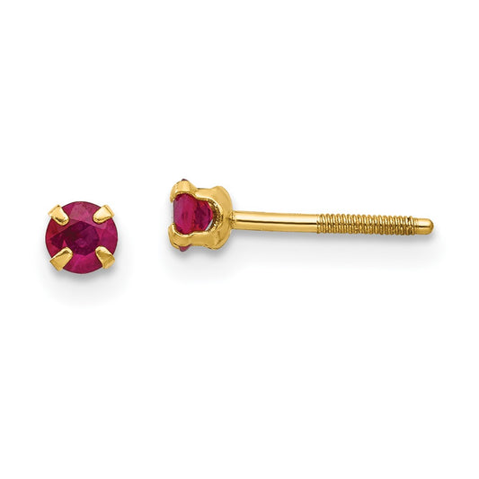 14K Yellow Gold Madi K 3mm Ruby Earrings
