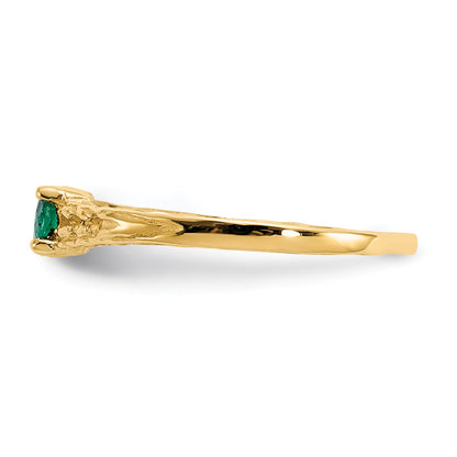 14K Yellow Gold Madi K 3mm Emerald Birthstone Baby Ring