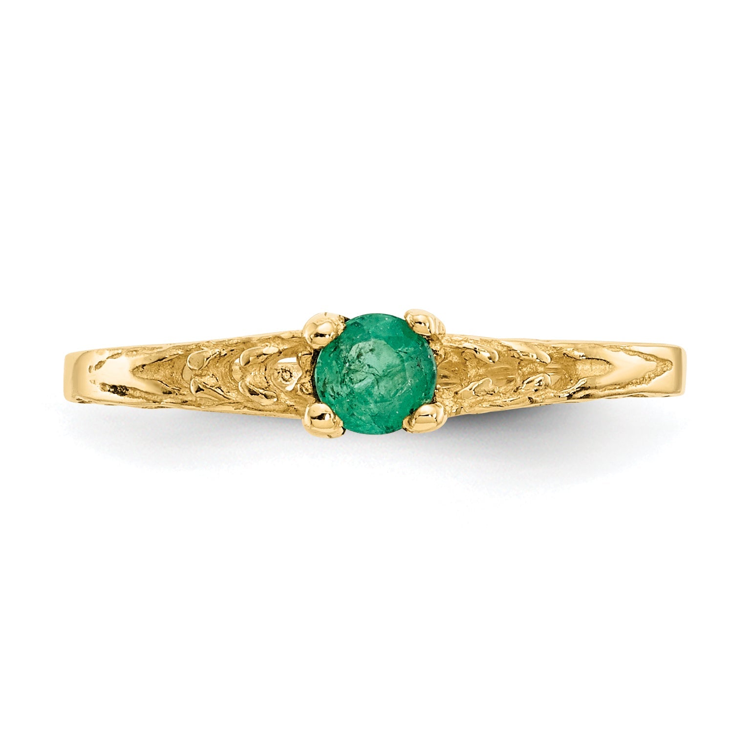 14K Yellow Gold Madi K 3mm Emerald Birthstone Baby Ring