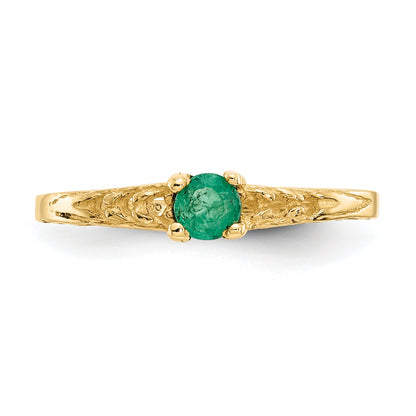 14K Yellow Gold Madi K 3mm Emerald Birthstone Baby Ring