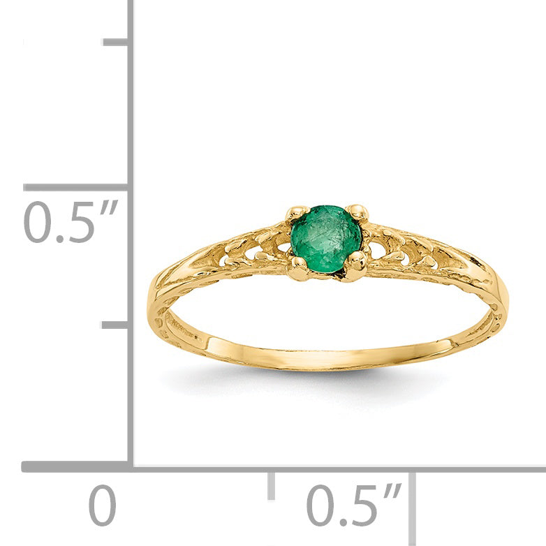14K Yellow Gold Madi K 3mm Emerald Birthstone Baby Ring