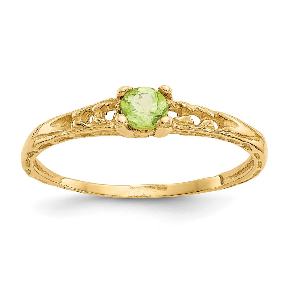 14K Yellow Gold Madi K 3mm Peridot Birthstone Baby Ring